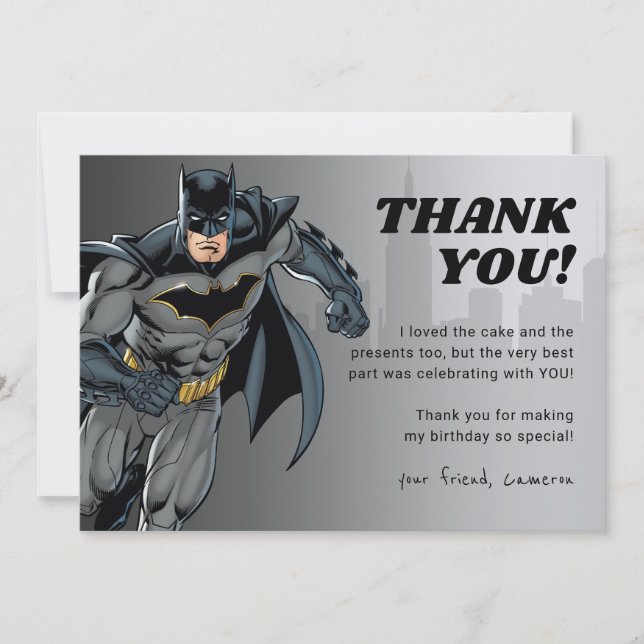 Tarjeta De Agradecimiento Batman | Pizarra Feliz Cumpleaños (Anverso)