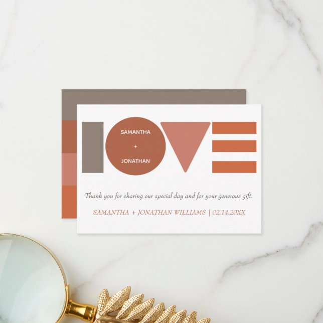 Tarjeta De Agradecimiento Bauhaus Love Stried Boda (Anverso/Reverso In Situ)