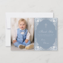 Bautismo Azul Polvoriento Vintage Elegante Niño Fo