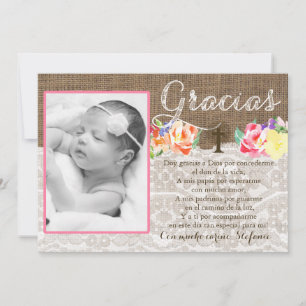 Tarjeta De Agradecimiento Bautismo Baptism gracias por Niña en español