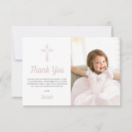 Tarjeta De Agradecimiento Bautismo cristiano Chica religioso rosa foto