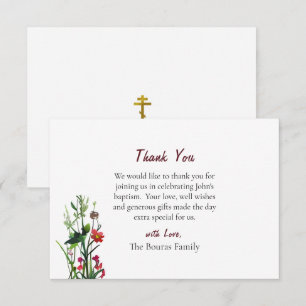 Tarjeta De Agradecimiento Bautismo cristiano ortodoxo de flores de primavera