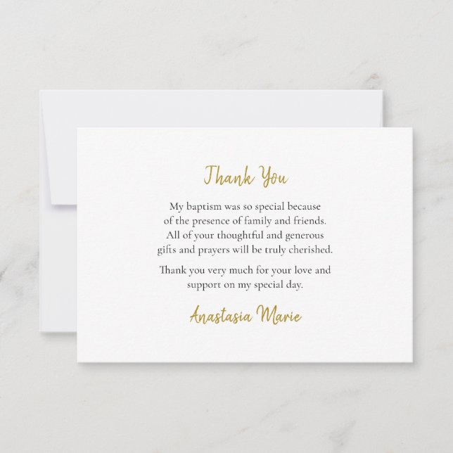 Tarjeta De Agradecimiento Bautismo Cristiano Ortodoxo Simple (Anverso)