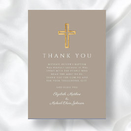 Tarjeta De Agradecimiento Bautismo de chico de corte moderno