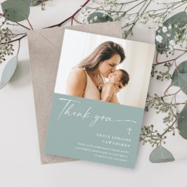 Tarjeta De Agradecimiento Bautismo de foto con letra elegante moderna