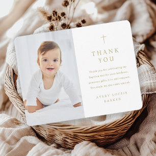 Tarjeta De Agradecimiento Bautismo de Foto Mínima