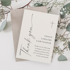 Tarjeta De Agradecimiento Bautismo de género neutral con letra elegante mode