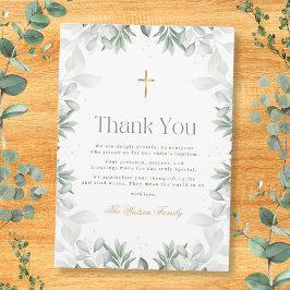 Tarjeta De Agradecimiento Bautismo de las flores verdes