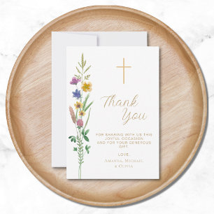 Tarjeta De Agradecimiento Bautismo floral