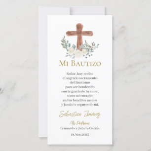 Tarjeta De Agradecimiento Bautismo floral blanco