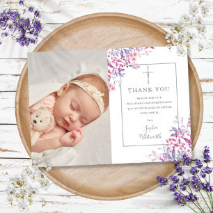 Tarjeta De Agradecimiento Bautismo Floral Foto de flores silvestres