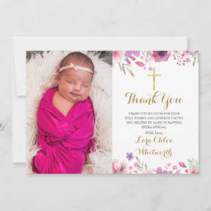 Tarjeta De Agradecimiento Bautismo floral, guión gráfico de la cristiandad