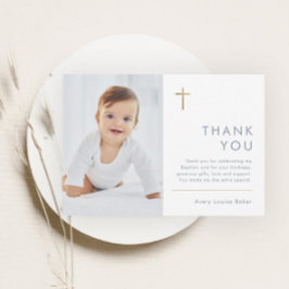 Tarjeta De Agradecimiento Bautismo minimalista moderno fotográfico