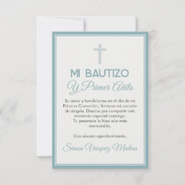 Tarjeta De Agradecimiento Bautismo minimalista y primer cumpleaños