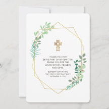 Bautismo moderno de follaje geométrico gracias