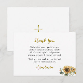 Tarjeta De Agradecimiento Bautismo Ortodoxo Cristiano de Girasoles