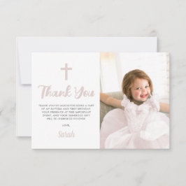Tarjeta De Agradecimiento Bautismo rosado Christening Religion Chica Photo