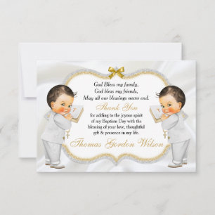 Tarjeta De Agradecimiento Bautizo Comunión de Gemelos Bebés Niños Gracias