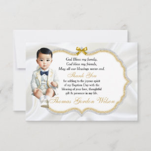 Tarjeta De Agradecimiento Bautizo Comunión Gracias Niño Asiático