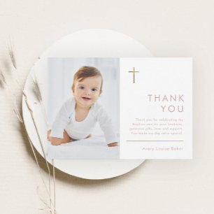 Tarjeta De Agradecimiento Bautizo de Foto Moderna Minimalista
