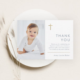 Tarjeta De Agradecimiento Bautizo de Foto Moderna Minimalista