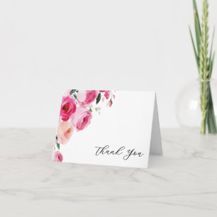 Tarjeta De Agradecimiento Bautizo de niña floral moderno rosa