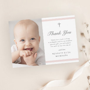 Tarjeta De Agradecimiento Bautizo de Niñas con Elegancia Moderna