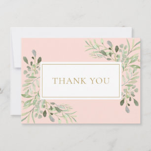 Tarjeta De Agradecimiento Bautizo Elegante Rosa Claro Verde