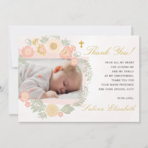 Tarjeta De Agradecimiento Bautizo Niño Niña Primavera Floral Foto