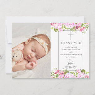 Tarjeta De Agradecimiento Bautizo Rosas Floral Foto