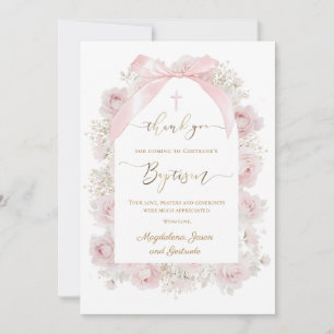 tarjeta de agradecimiento Bautizo rosas rosadas ac