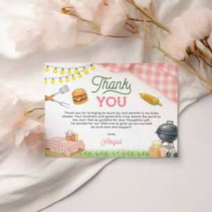 Tarjeta De Agradecimiento BBQ rosa Baby Shower 5x3.5