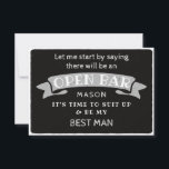 Tarjeta De Agradecimiento Be My Best Man Card - Funny Open Bar<br><div class="desc">Haz la pregunta con esta tarjeta plana humorística y encantadora. Personaliza el frente con su nombre y la parte posterior con tu propio mensaje personal. Simplemente edite el nombre y el mensaje de la parte posterior, seleccione una cantidad de "1" y añada al carrito. Crea tarjetas personalizadas para toda la...</div>
