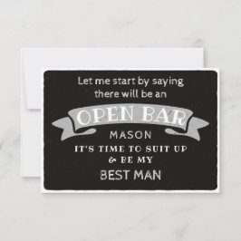 Tarjeta De Agradecimiento Be My Best Man Card - Funny Open Bar