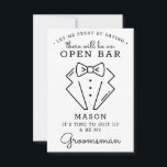 Tarjeta De Agradecimiento Be My Groomsman Card - Divertido<br><div class="desc">Haz la pregunta con esta tarjeta plana humorística y encantadora. Personaliza el frente con su nombre y la parte posterior con tu propio mensaje personal. Simplemente edite el nombre y el mensaje de la parte posterior, seleccione una cantidad de "1" y añada al carrito. Crea tarjetas personalizadas para toda la...</div>