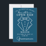 Tarjeta De Agradecimiento Be My Groomsman Card - Divertido<br><div class="desc">Haz la pregunta con esta tarjeta plana humorística y encantadora. Personaliza el frente con su nombre y la parte posterior con tu propio mensaje personal. También puede cambiar el color del fondo para que coincida con la paleta de color boda. Simplemente edite el nombre y el mensaje de la parte...</div>