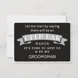 Tarjeta De Agradecimiento Be My Groomsman Card - Funny Open Bar