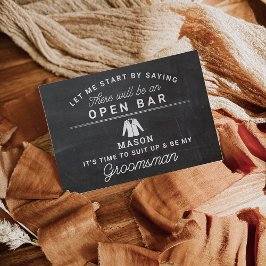 Tarjeta De Agradecimiento Be My Groomsman Card - Rustic Chalkboard