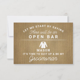 Tarjeta De Agradecimiento Be My Groomsman Card - Rústica Burlap