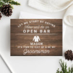 Tarjeta De Agradecimiento Be My Groomsman Card - Rústica Wood<br><div class="desc">Haz la pregunta con esta tarjeta plana humorística y encantadora. Personaliza el frente con su nombre y la parte posterior con tu propio mensaje personal. Simplemente edite el nombre y el mensaje de la parte posterior, seleccione una cantidad de "1" y añada al carrito. Crea tarjetas personalizadas para toda la...</div>