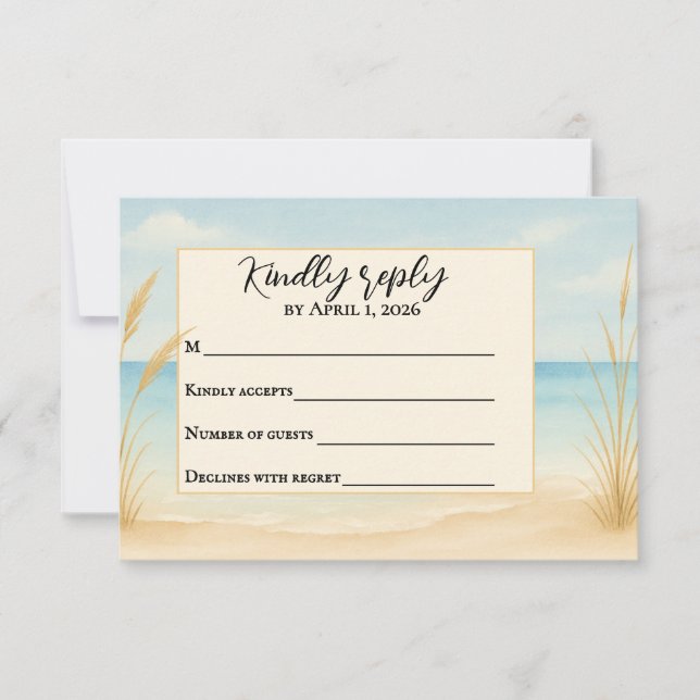 Tarjeta De Agradecimiento Beach Bliss Traditional RSVP Card (Anverso)