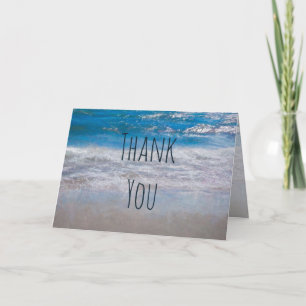Tarjeta De Agradecimiento Beach Blue White Coastal Ocean Wave Gracias