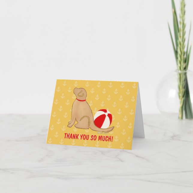 Tarjeta De Agradecimiento Beach Days Golden Retriever Yellow Gracias Cartas (Anverso)