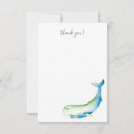 Tarjeta De Agradecimiento Beach Gracias Cards Blue Watercolor Whale