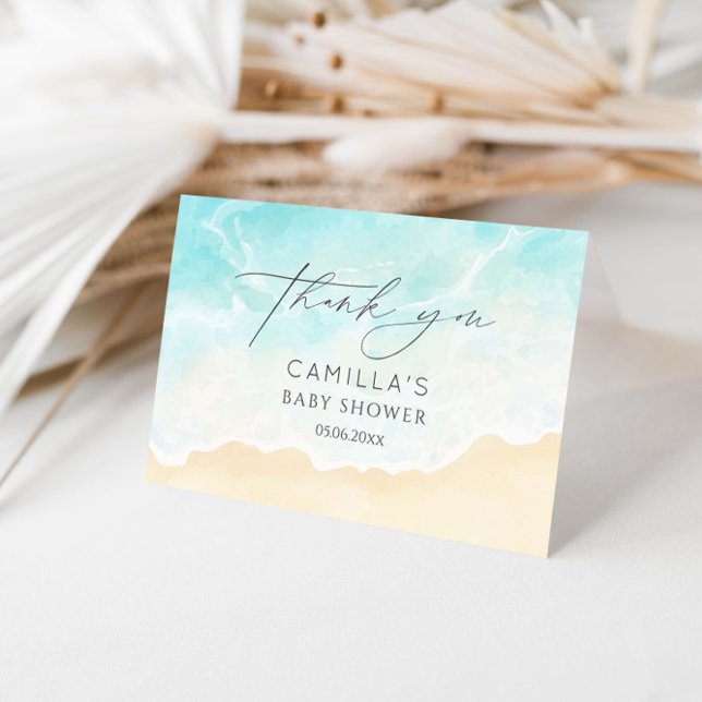 Tarjeta De Agradecimiento Beach Ocean Bridal Shower (Subido por el creador)