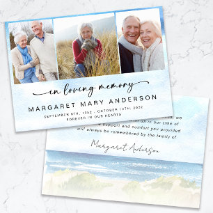 Tarjeta De Agradecimiento Beach Ocean Photo Funeral Sympathy Gracias