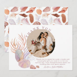 Tarjeta De Agradecimiento Beach Seashells Watercolor Boda de fotografía cost