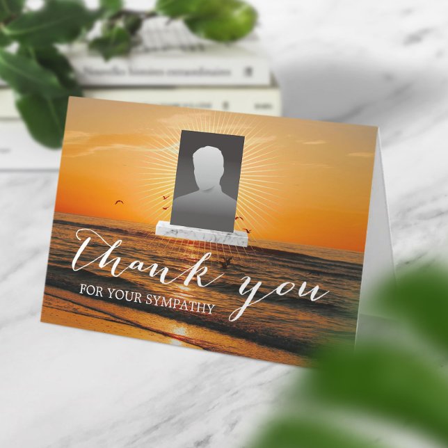 Tarjeta De Agradecimiento Beach Sunset Sympathy Memorial Photo (Subido por el creador)
