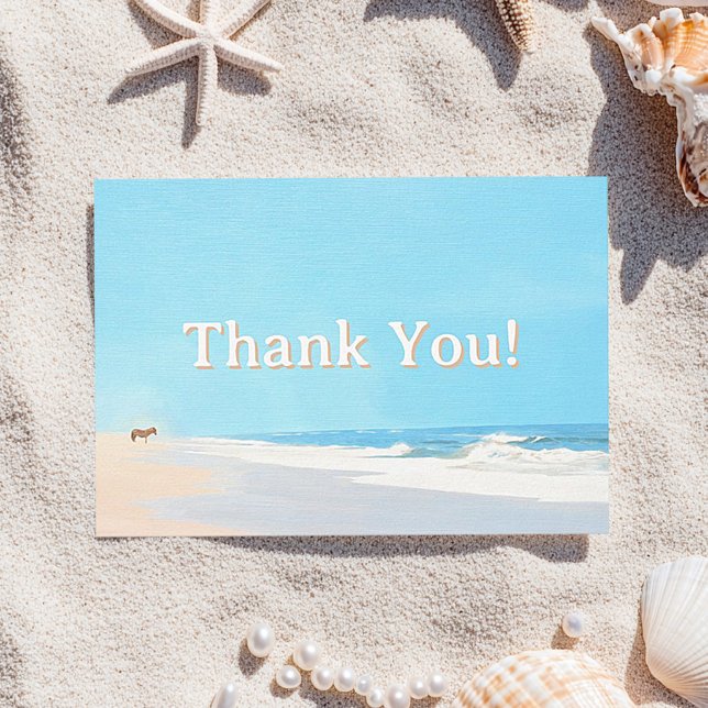 Tarjeta De Agradecimiento Beach Thank You Card Seascape (Thank You Card Beach Seascape Art with Wild Horse)