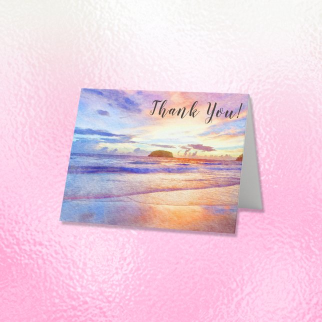 Tarjeta De Agradecimiento Beach Watercolor Sunrise Gracias (Subido por el creador)
